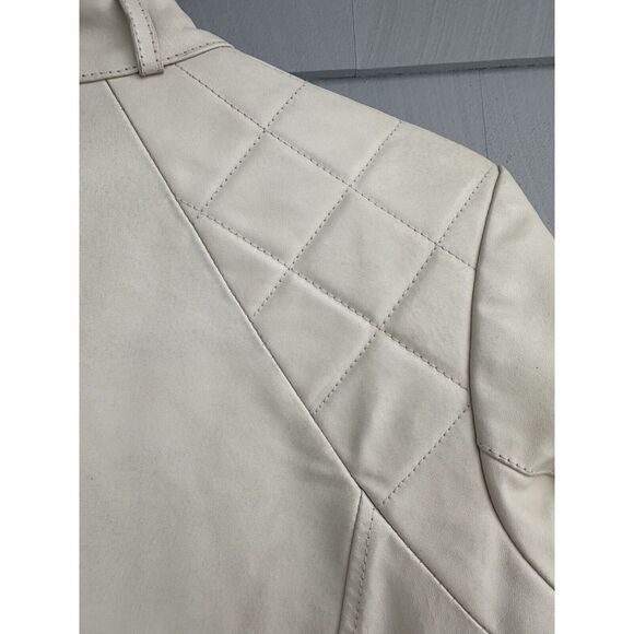 Billabong Cream Leather Jacket - Picture 5 of 7